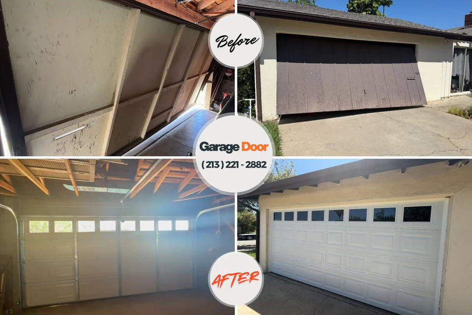 Before and after: garage door repair Columbia Falls, MT